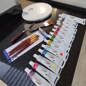 Kit de Pintura al Óleo con Pinceles, Paleta y Espátula